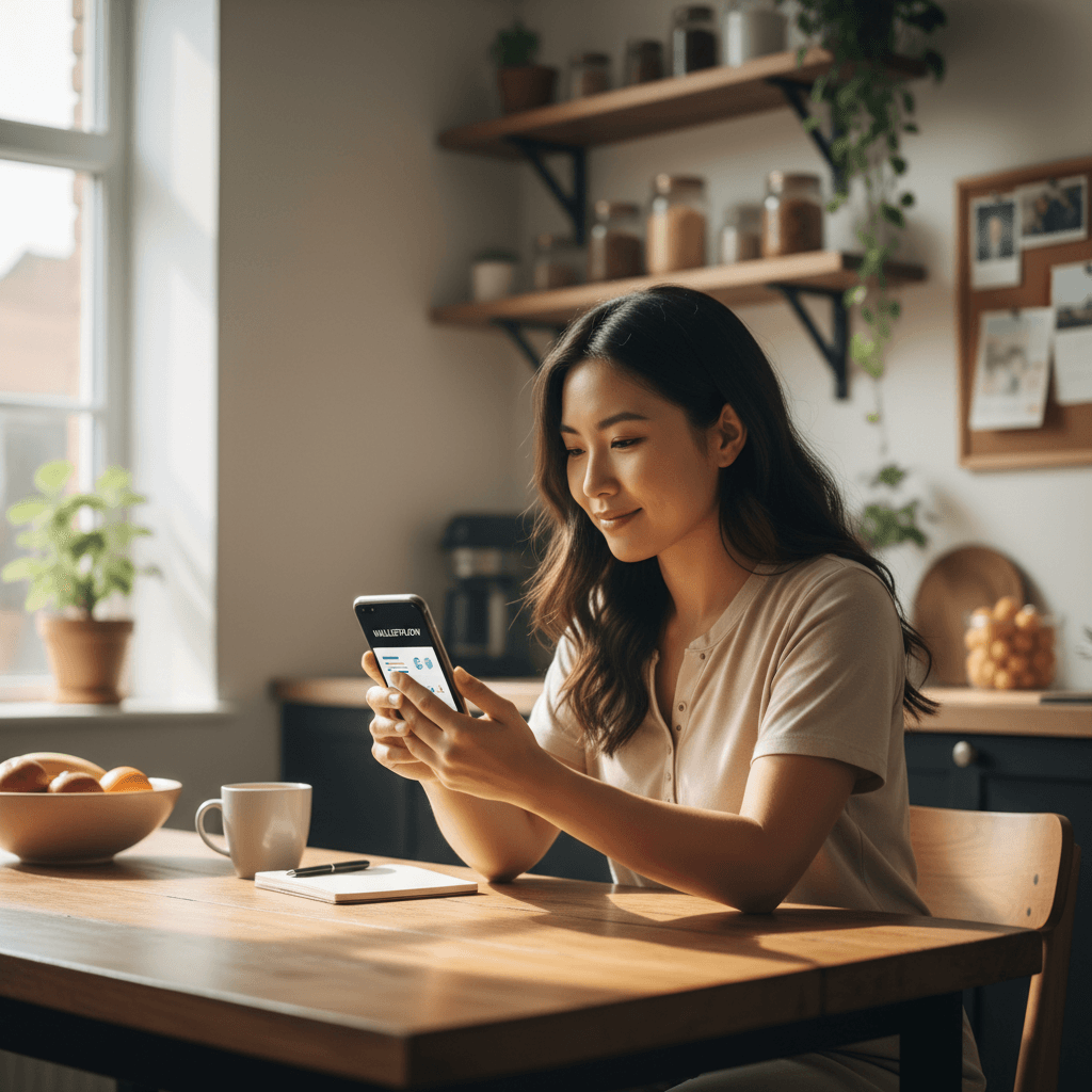 Person using mobile app in real-world setting, showing genuine benefit and improved daily experience